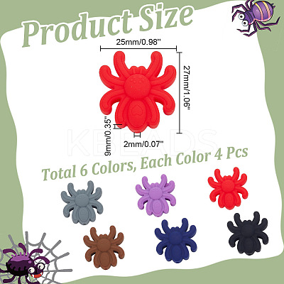 24Pcs 6 Colors Spider Food Grade Eco-Friendly Silicone Focal Beads SIL-AR0001-12-1
