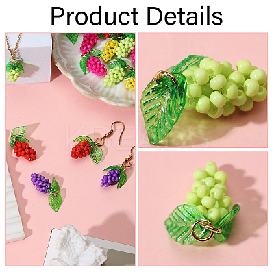20Pcs 5 Styles Glass Seed Beaded Grape Pendants PALLOY-CA00022-1