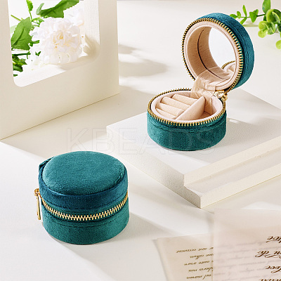 Portable Travel Round Velvet Jewelry Set Storage Zipper Boxes CON-TAC0001-11A-1