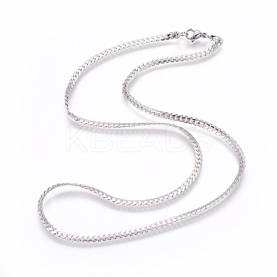 Non-Tarnish 304 Stainless Steel Twisted Chain Curb Chain Necklaces LS-NJEW-L160-004P-1