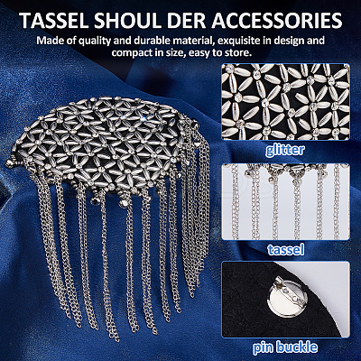 2Pcs Detachable Iron Tassel Epaulettes AJEW-FH0006-25P-1