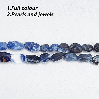 2 Strands Natural Sodalite Nuggets Beads Strands G-GO0001-43-1