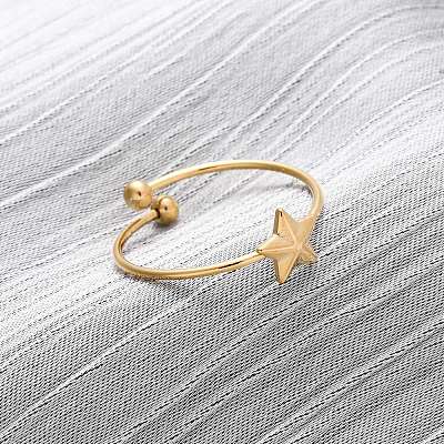 304 Stainless Steel Open Cuff Ring for Women RJEW-A071-01C-G-1