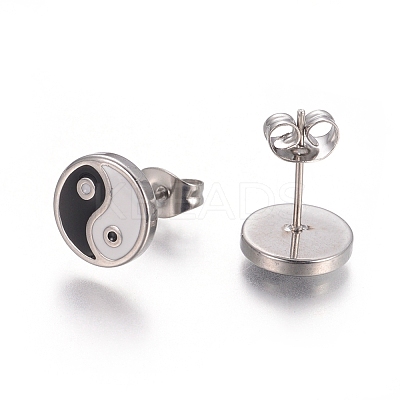 Feng Shui 304 Stainless Steel Stud Earrings EJEW-I235-16-1