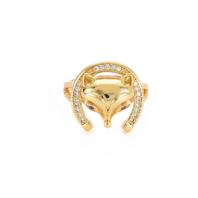 Brass Micro Pave Cubic Zirconia Cuff Rings RJEW-S045-147G-1