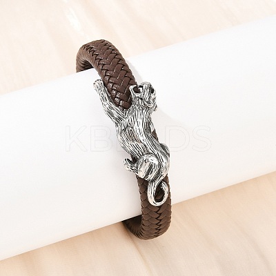 11.5MM Microfiber Leather Braided Cord Leopard Bracelets BJEW-H631-02AS-02-1