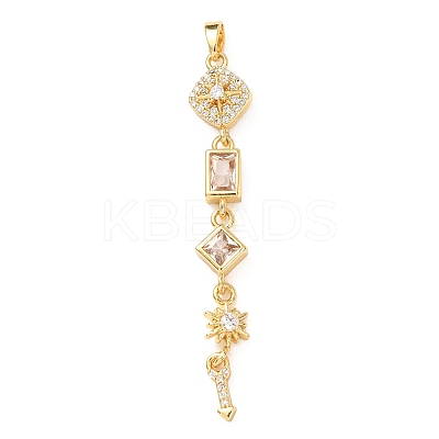 Tassel Brass Micro Pave Clear Cubic Zirconia Big Pendants KK-L271-01G-12-1