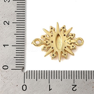 Rack Plating Brass Pave Clear Cubic Zirconia Sun Connector Charms KK-C067-05G-1