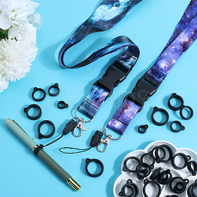 2Pcs 2 Style Polyester Ribbon Card Holder Lanyard DIY-GF0008-31-1