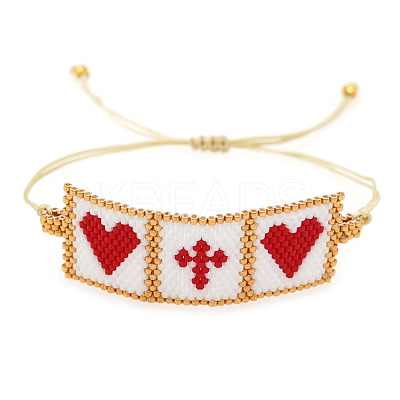 Religious Glass Seed Beads Link Bracelets XZ2027-1-1