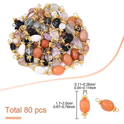 80Pcs 8 Style Natural Gemstone Connector Charms PALLOY-YW00066-1