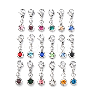 304 Stainless Steel Rhinestone Pendants STAS-D301-25P-19-1