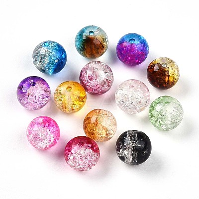 Baking Paint Transparent Crackle Glass Beads X1-DGLA-Q018-10mm-M01-1