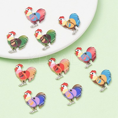 10Pcs 5 Colors Alloy Enamel Pandants ENAM-YW0003-60-1