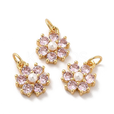 Rack Plating Brass Micro Pave Cubic Zirconia Charms KK-A160-22G-G-1