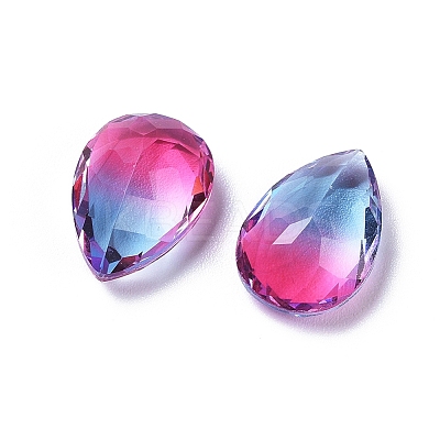 Two Tone Transparent Glass Rhinestone Cabochons EGLA-L022A-02-1
