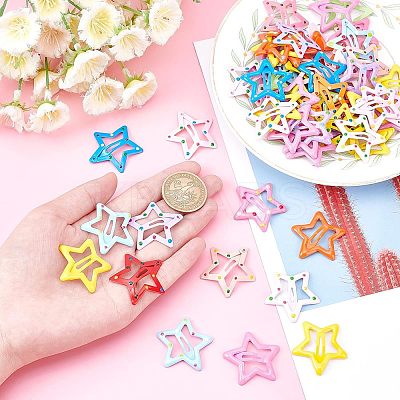 60Pcs 3 Style Cute Spray Painted Iron Snap Hair Clips PHAR-NB0001-07-1