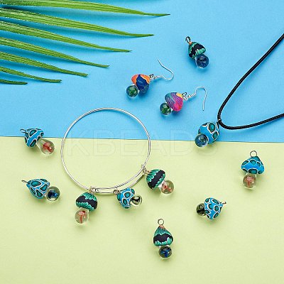 14Pcs 7 Colors Handmade Polymer Clay Pendants CLAY-SZ0002-09-1