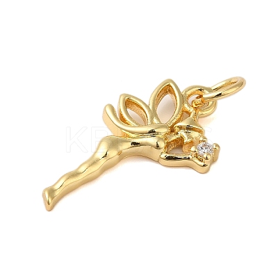 Rack Plating Brass & Clear Cubic Zirconia Pendants KK-S372-12G-1