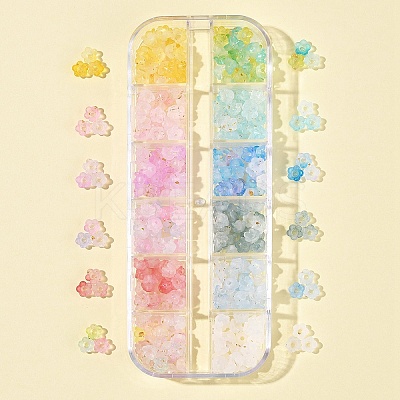 19.2G 12 Colors Frosted Transparent Acrylic Beads OACR-FS0002-18-1
