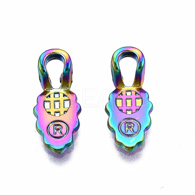Rainbow Color Alloy Glue-on Flat Pad Bails for Pendant Making PALLOY-N163-104-NR-1