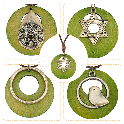 4Pcs 4 Styles Tibetan Style Alloy Pendant Necklaces Set with Faux Suede Cords NJEW-AN0001-73-1