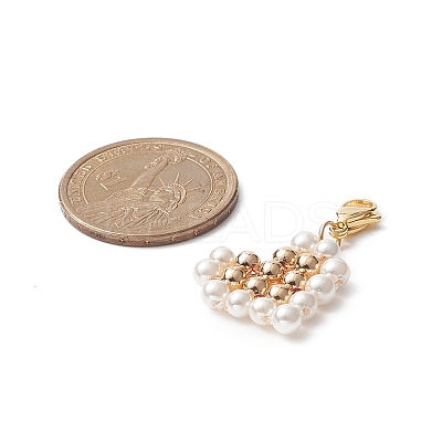 Shell Pearl Heart Pendant Decorations HJEW-JM00924-1