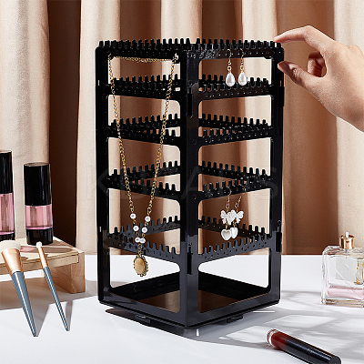 360 Degree Plastic Rotating Jewelry Organizer Display Stands EDIS-WH0022-11B-1