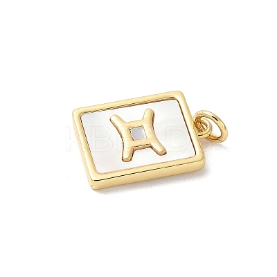 Brass Pave Natural White Shell Pendants KK-S522-09G-A-1