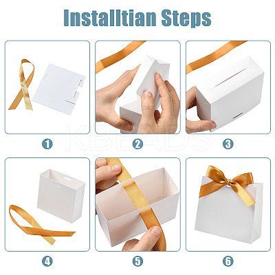 White Cardboard Paper Wedding Candy Boxes with Ribbon CON-FZC0002-002A-1