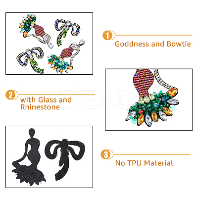 4Pcs 2 Style Glass & Rhinestone Garment Accessores DIY-HY0001-18-1