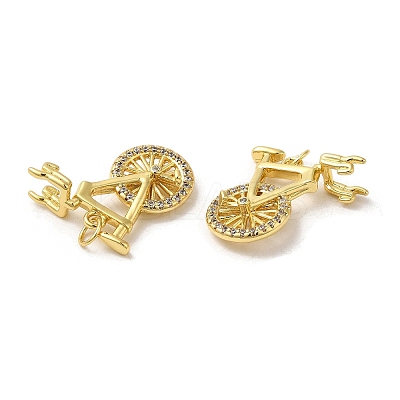 Rack Plating Brass Micro Pave Cubic Zirconia Pendants KK-C030-14G-1