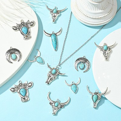 16Pcs 8 Styles Synthetic Turquoise Pendants FIND-CJ0002-39-1