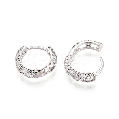 Brass Micro Pave Clear Cubic Zirconia Hoop Earrings EJEW-T048-45P-1