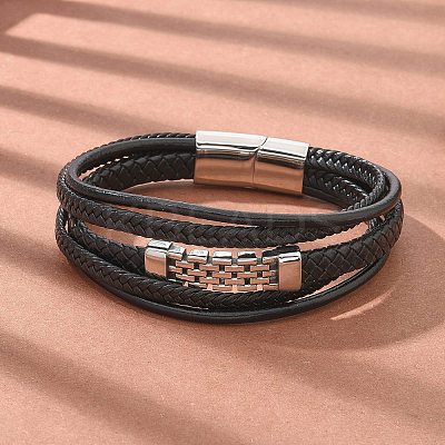 Braided Microfiber Leather Multi-strand Bracelets BJEW-Q010-06A-1