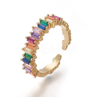 Cubic Zirconia Cuff Rings RJEW-P074-04G-1