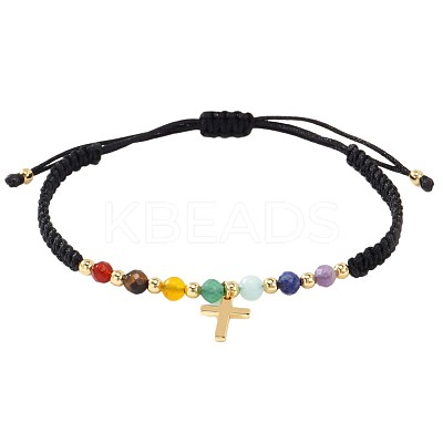 Brass Cross Charm Braided Bracelets WW9232-1