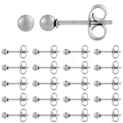 100Pcs 304 Stainless Steel Round Stud Earrings EJEW-BBC0002-05B-P-1