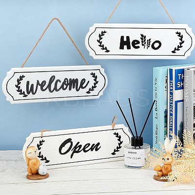 Closed & Open Sign Natural Wood Door Hanging Decoration for Front Door Decoration HJEW-CN0001-02-1