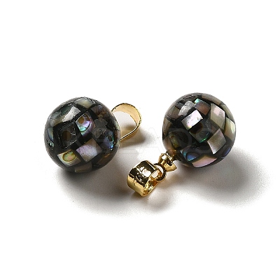 Natural Paua Shell Dyed Round Charms SSHEL-H071-01G-05-1
