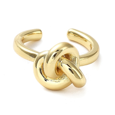 Rack Plating Brass Knot Open Cuff Rings for Women RJEW-Q777-06G-1