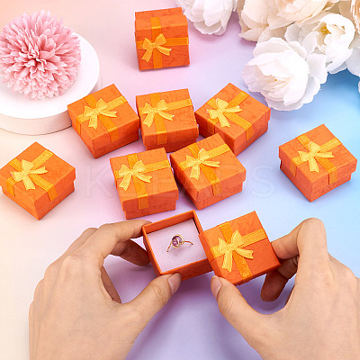 Square Paper Jewelry Ring Gift Boxes with Bowknot CON-TAC0010-80A-1