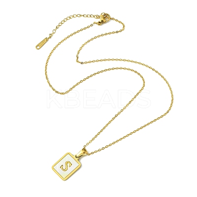 Ion Plating(IP) Rectangle with Initial Letter 304 Stainless Steel Pendant Necklace X-NJEW-R265-04G-S-1