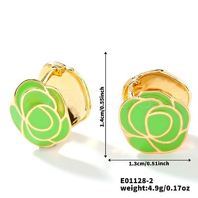Vintage Brass Enamel Mountain Camellia Hoop Earrings AP2045-2-1