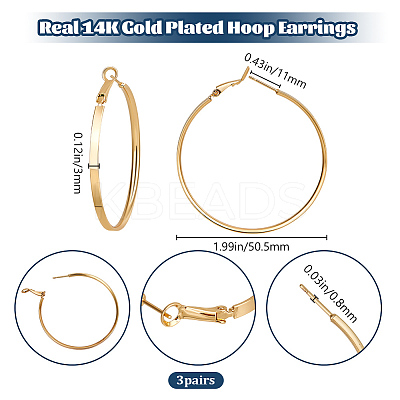 3 Pairs Brass Hoop Earrings for Women EJEW-BBC0001-66G-03-1