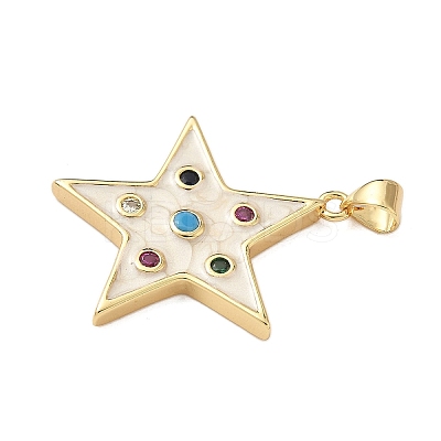 Brass Micro Pave Colorful Cubic Zirconia Enamel Pendants KK-G536-20G-1