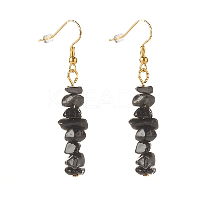 Natural Obsidian Chip Beaded Dangle Earrings EJEW-JE04788-08-1