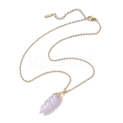 Resin Leaf Pendant Necklaces NJEW-JN04914-1