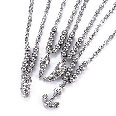Non-Tarnish 304 Stainless Steel Pendant Necklaces NJEW-O113-04P-1