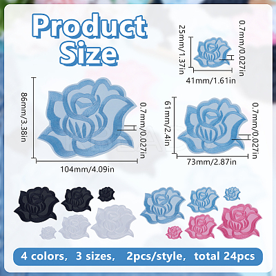 24Pcs 12 Styles Computerized Embroidery Cloth Iron On/Sew On Patches PATC-HY0001-78-1